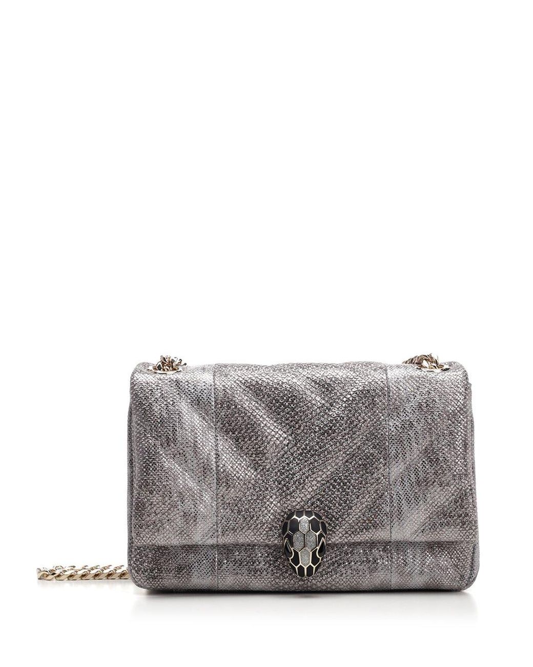 BVLGARI Serpenti Cabochon Matelassé Shoulder Bag in Metallic