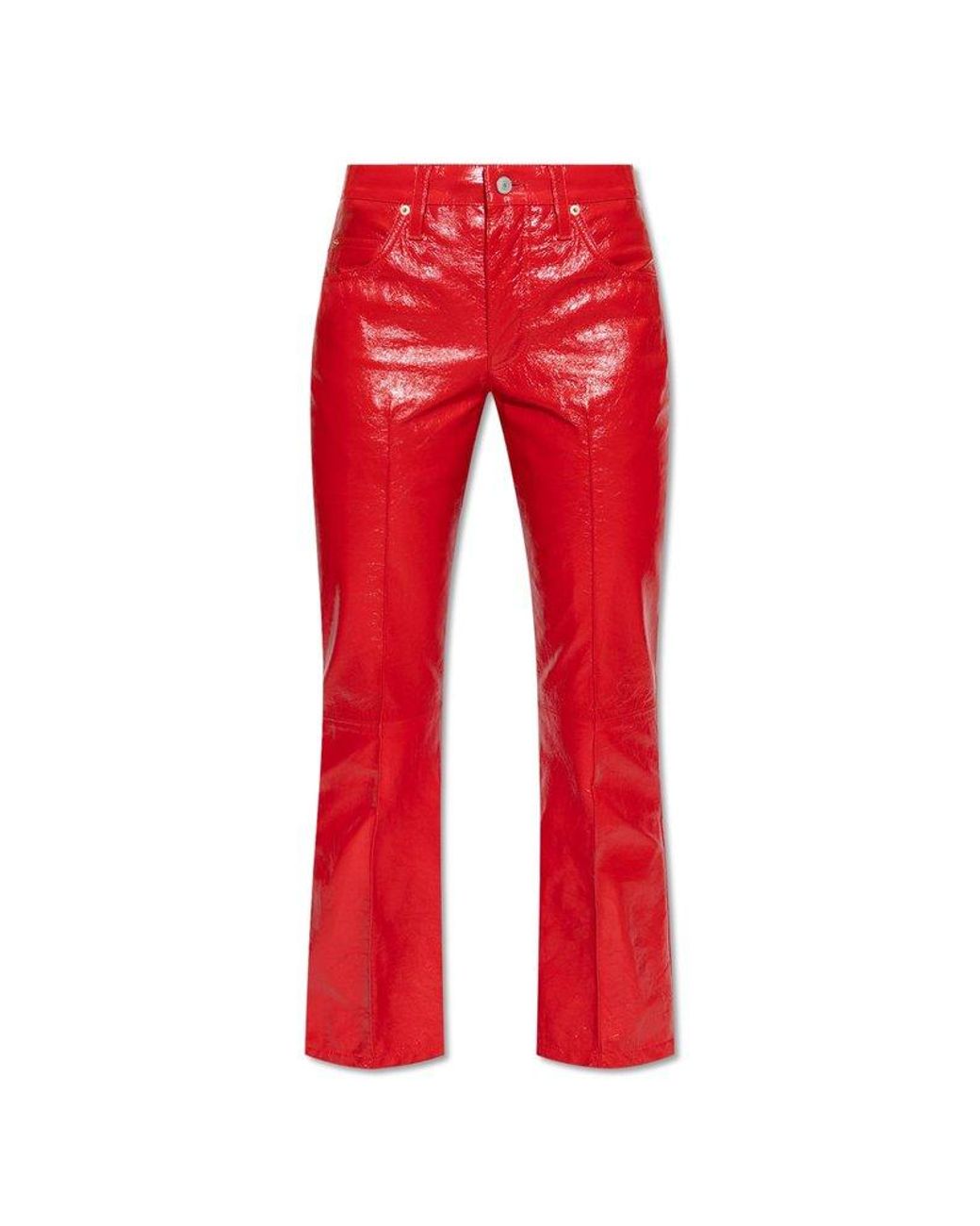 Gucci Leather Trousers in Red