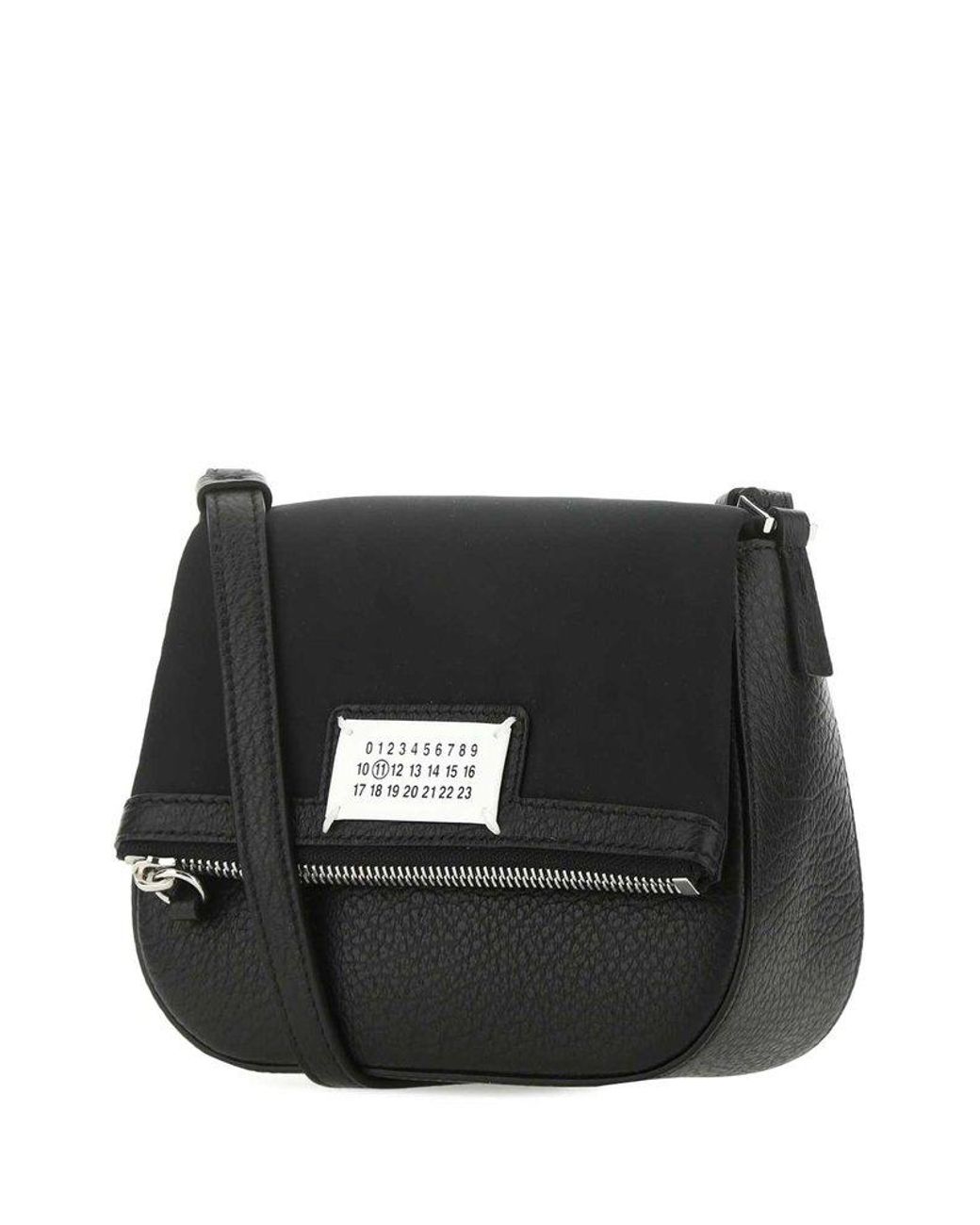 Maison Margiela Logo-patch Zip Detailed Shoulder Bag in Black | Lyst