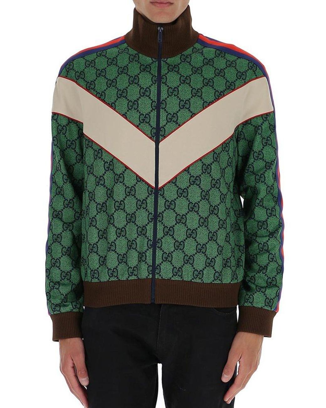 Gucci GG Web Zip Jacket in Green for Men | Lyst