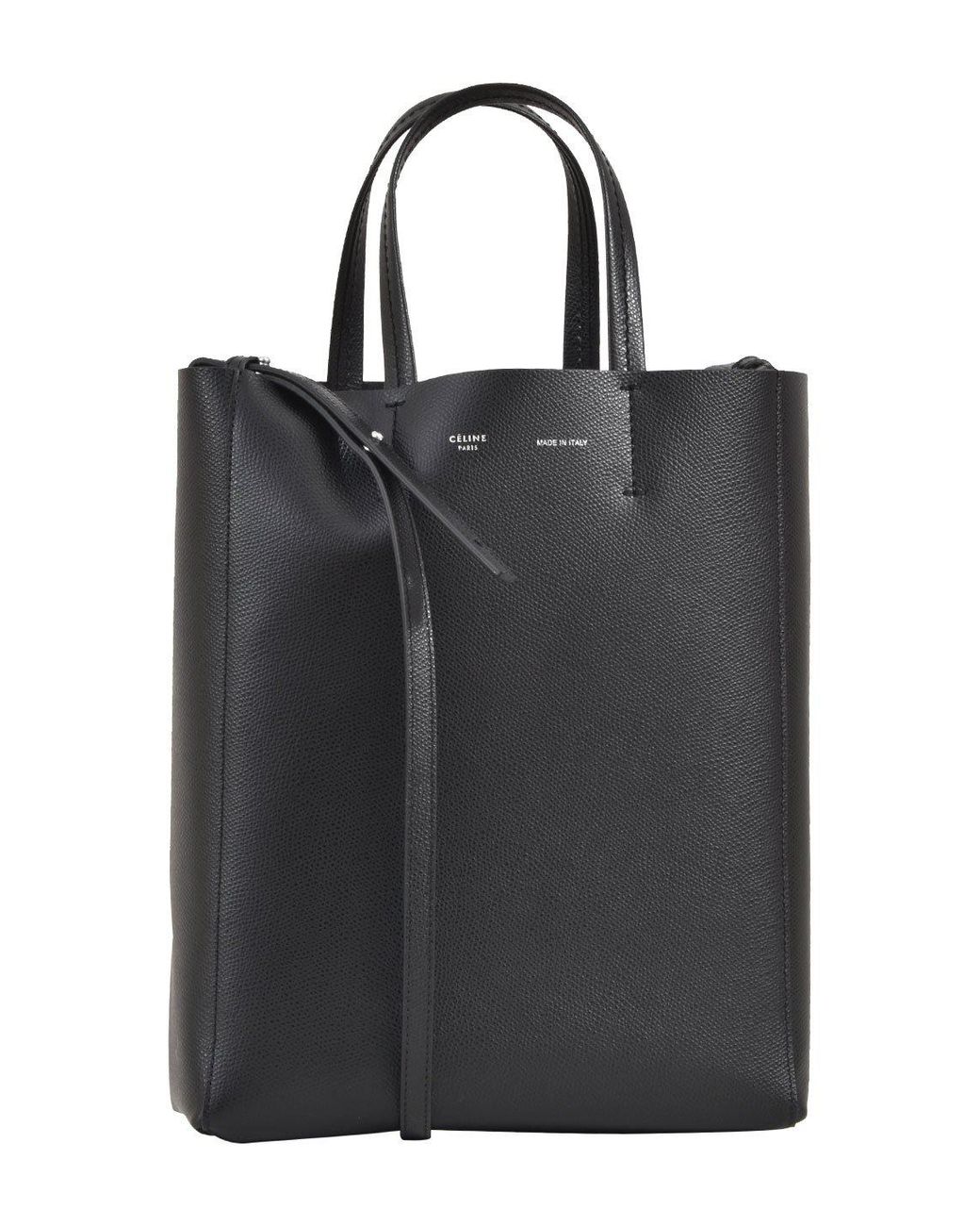 Celine Small Cabas Leather Tote Bag in Black