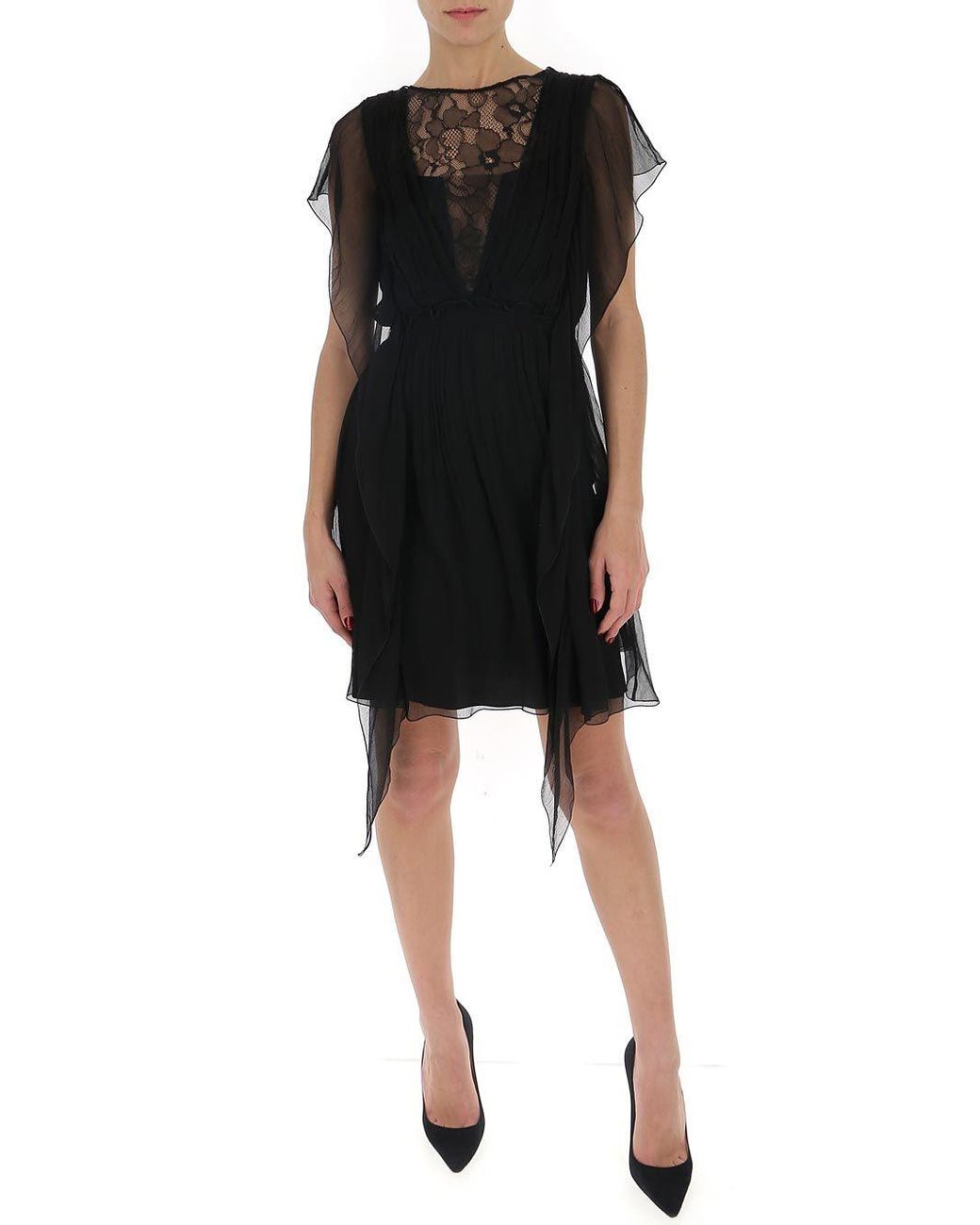 Alberta Ferretti Dress With Lace Details in Brown - Lyst