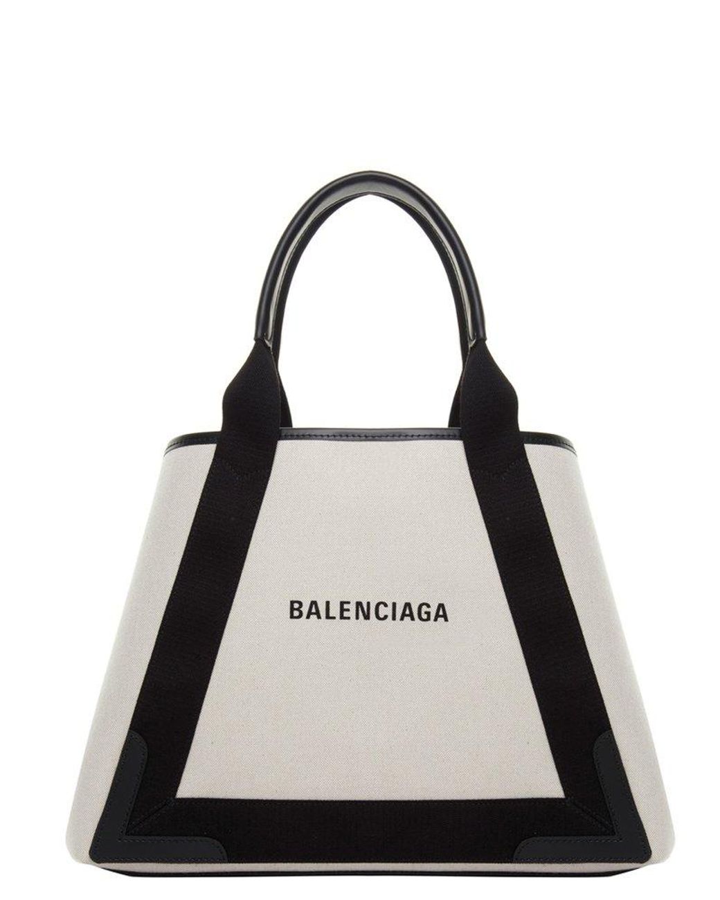 Balenciaga Navy Cabas Medium Tote Bag in Natural | Lyst