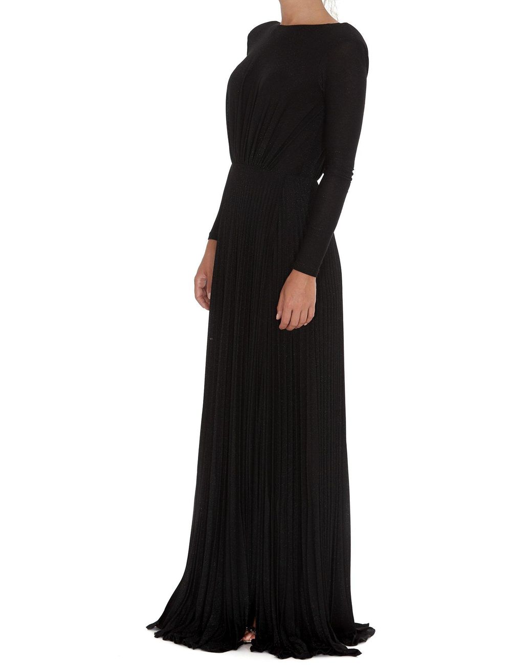 Elisabetta Franchi Women's Black Pleated Open-back Maxi Dress