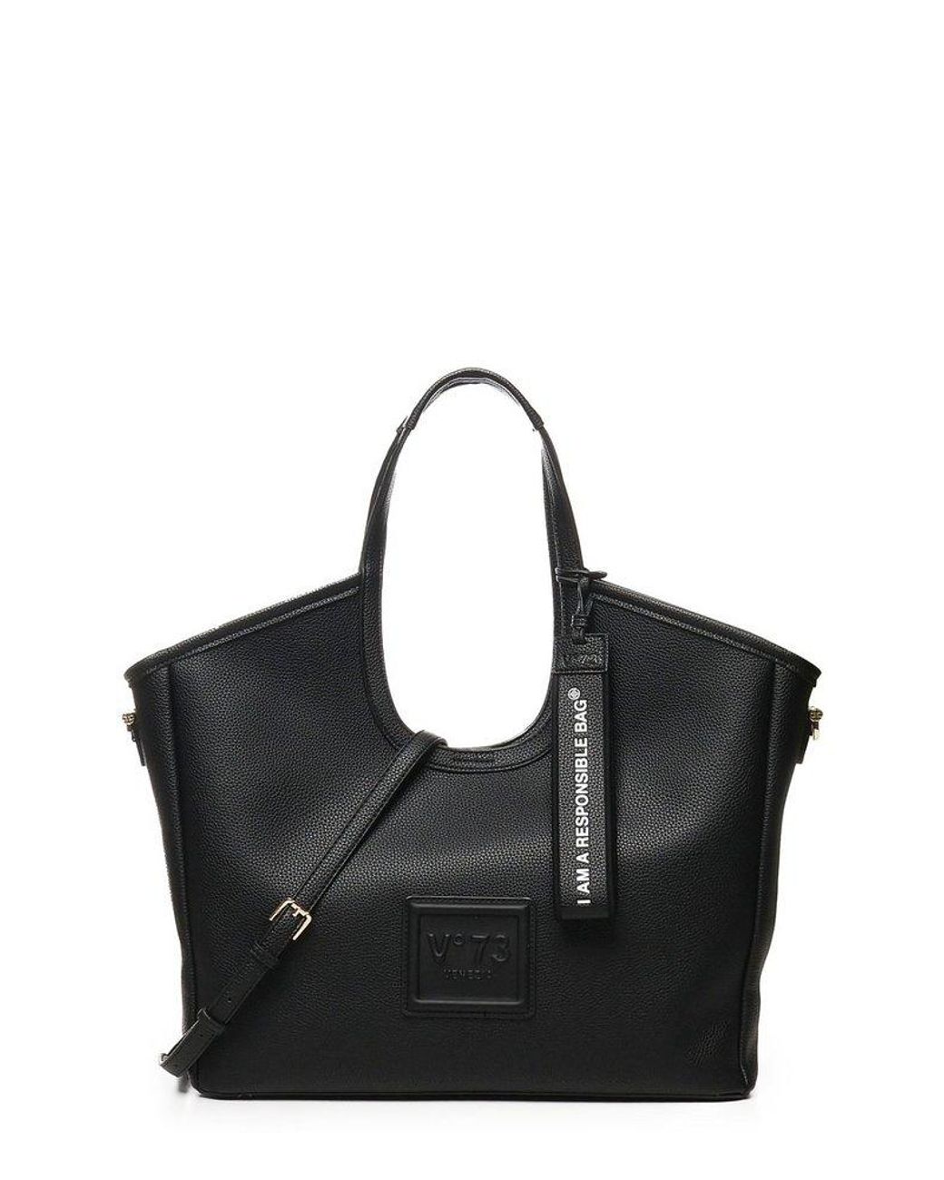 V73 Jenny Logo Patch Shopping Bag in Black | Lyst