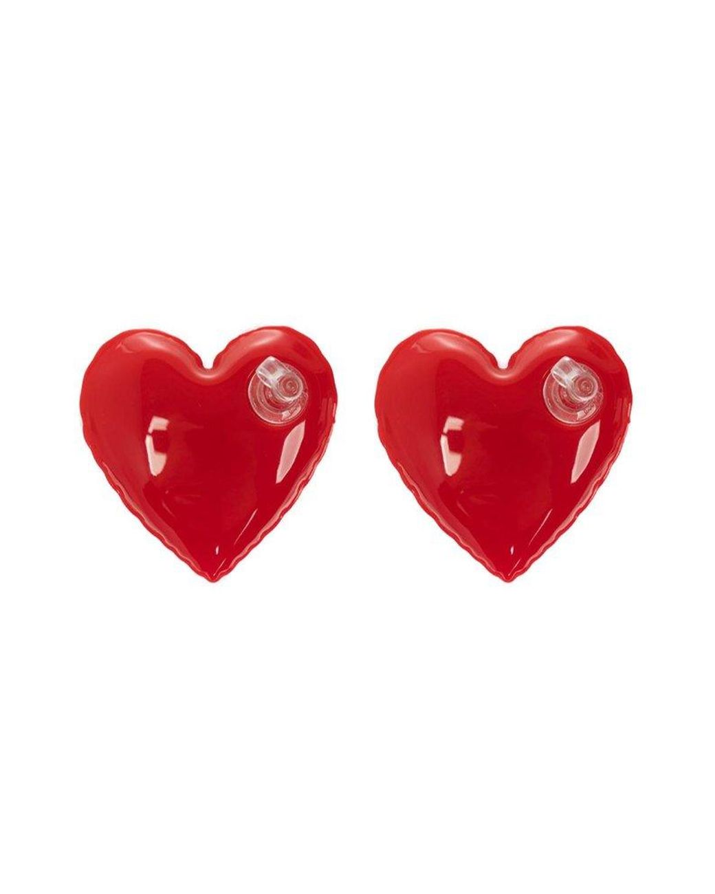 Moschino Inflatable Heart Charm Earrings in Red | Lyst