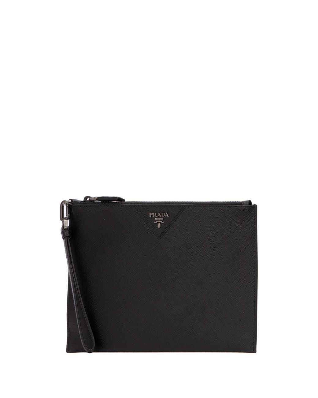 prada logo plaque clutch bolsa