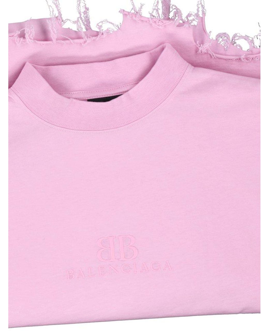 Balenciaga Bb Icon Frayed Edge T-Shirt in Pink | Lyst