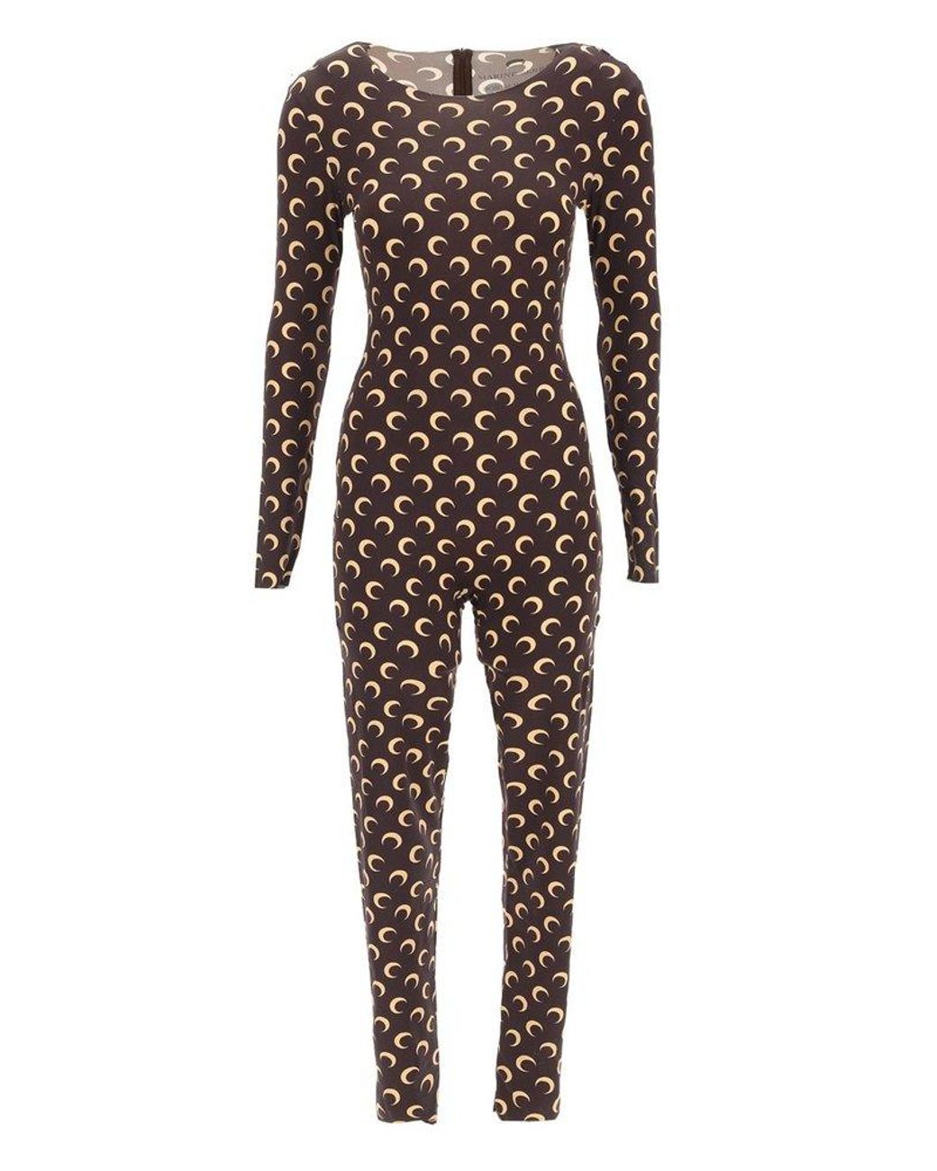 Marine Serre All Over Moon Jumpsuit in Brown | Lyst
