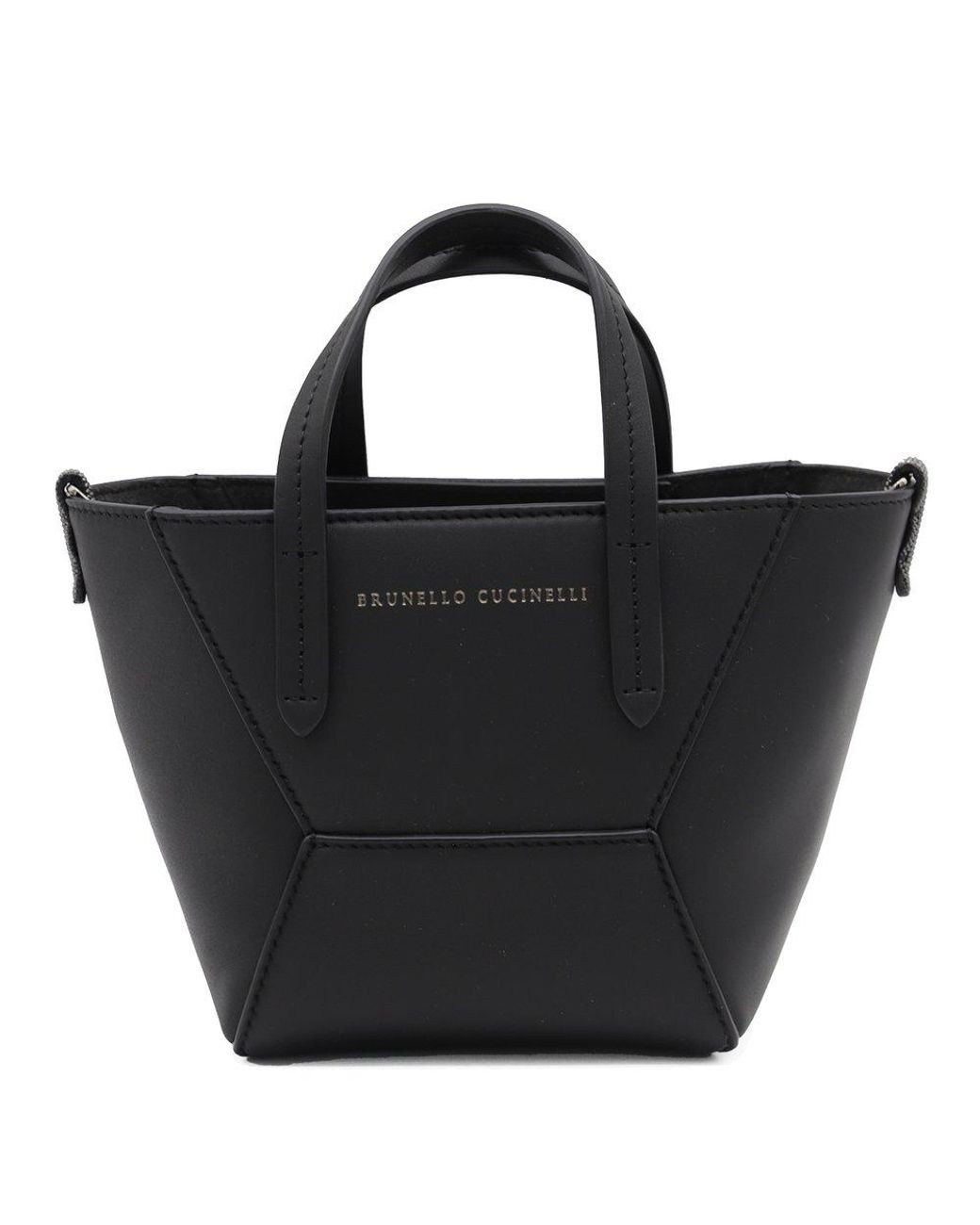 トートバッグ Brunello Cucinelli Bc Duo Mini Tote Bag In Laminated Leather Brunello Cucinelli BC Duo Monili Mini Bag | Sendegaro US
