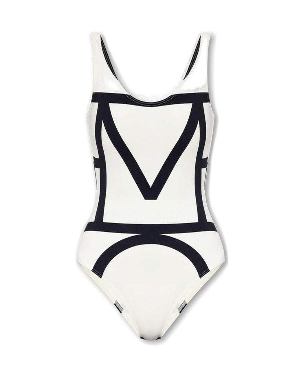 Totême Monogrammed One Piece Swimsuit in White | Lyst