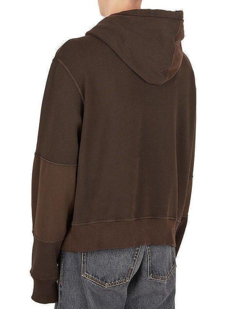 MM6 by Maison Martin Margiela Contrast Panel Hooded Sweatshirt in Brown for  Men | Lyst