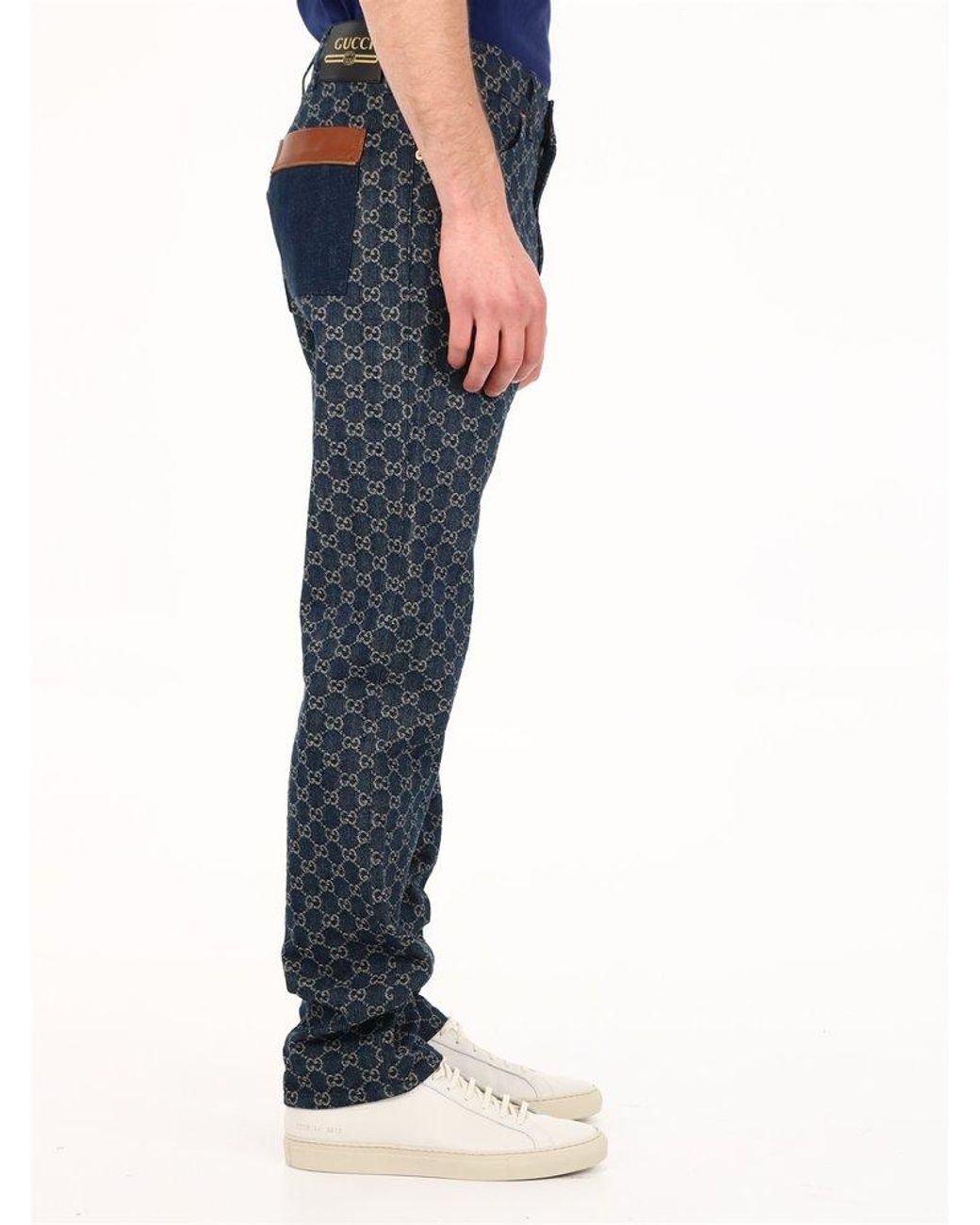 Gucci GG Jacquard Denim Jeans in Blue for Men Lyst