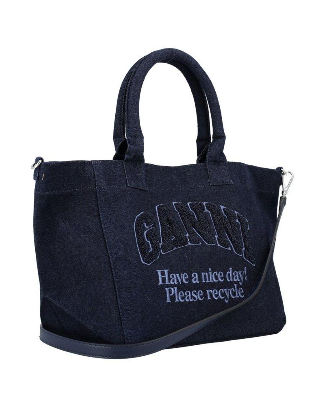 Ganni Small Easy Shopper Denim in Blue | Lyst