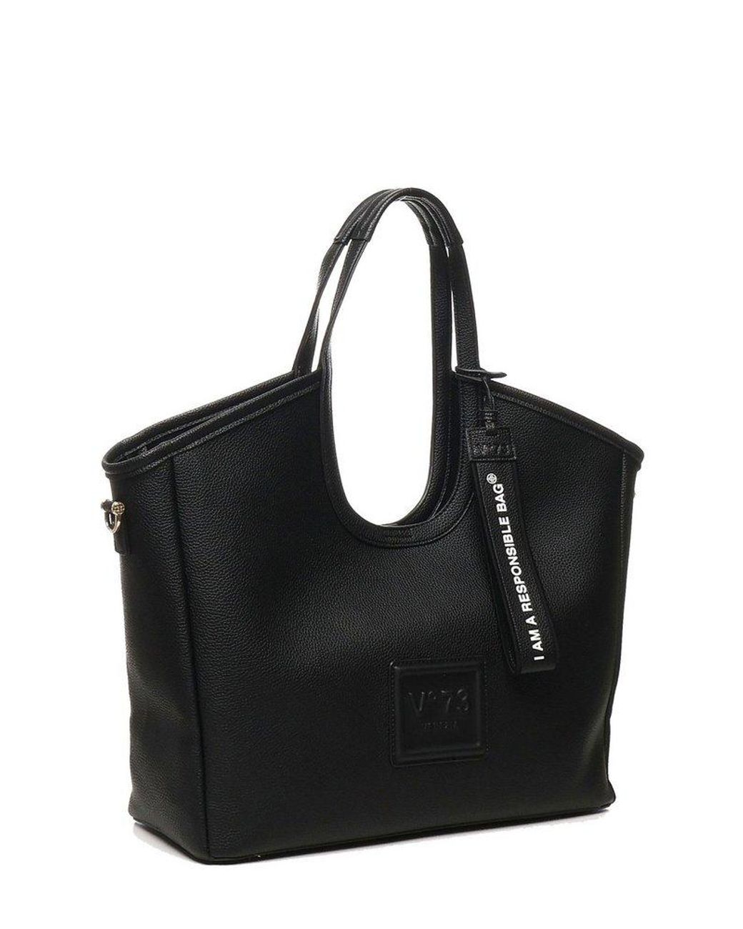 V73 Jenny Logo Patch Shopping Bag in Black | Lyst