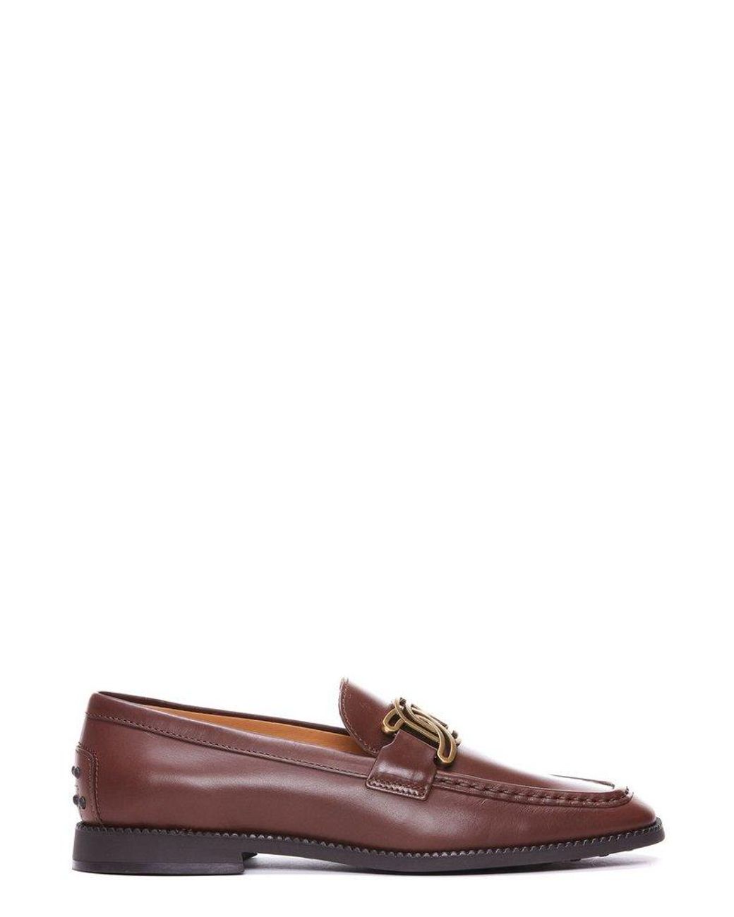 Tod's Kate Logo Plaque Loafers in Brown | Lyst