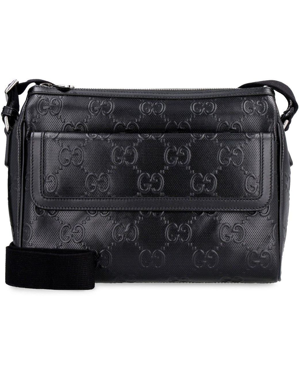 Gucci GG Embossed Messenger Bag in Black for Men Lyst