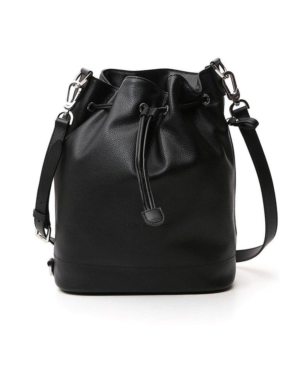 Longchamp Drawstring Bucket Bag in Black Lyst
