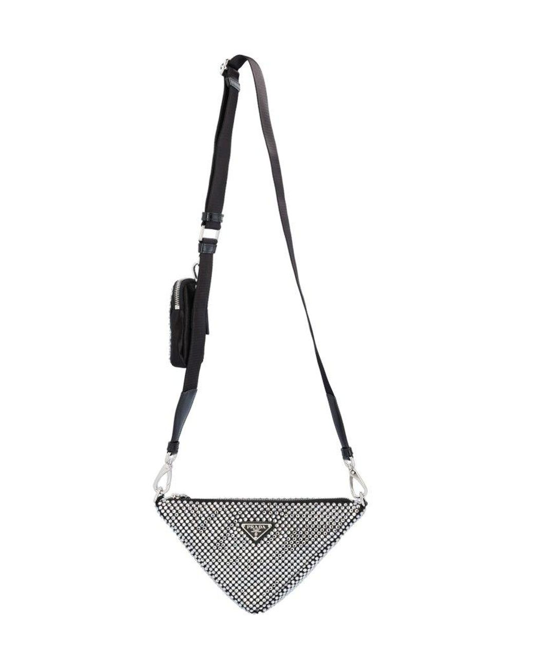 Prada Mini Triangle Crystal-embellished Crossbody Bag - Black