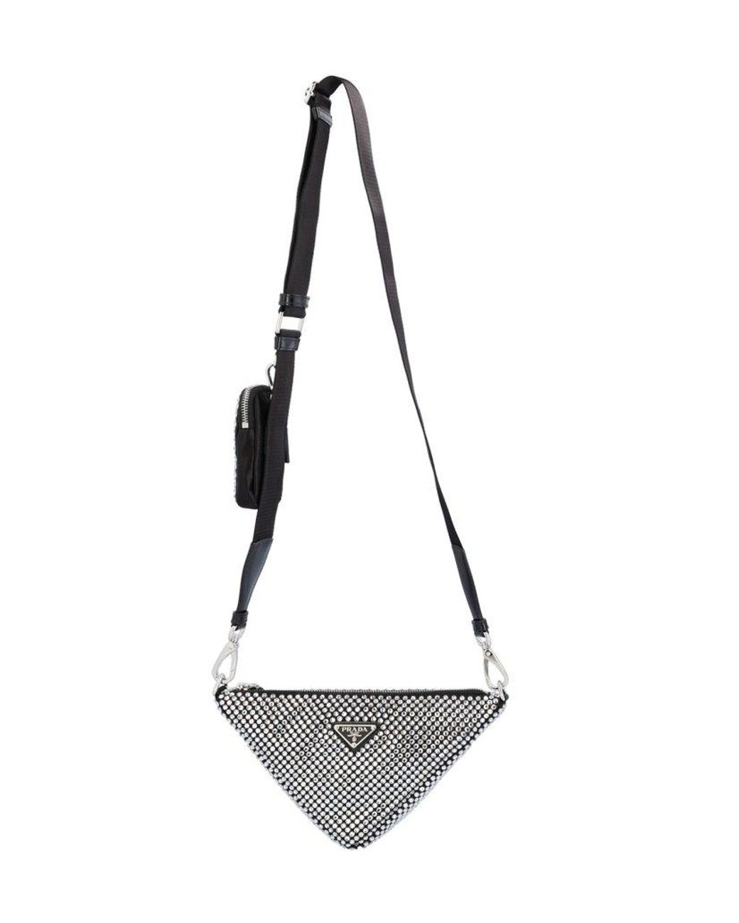 Prada Crystal Embellished Triangle Crossbody Bag in Metallic