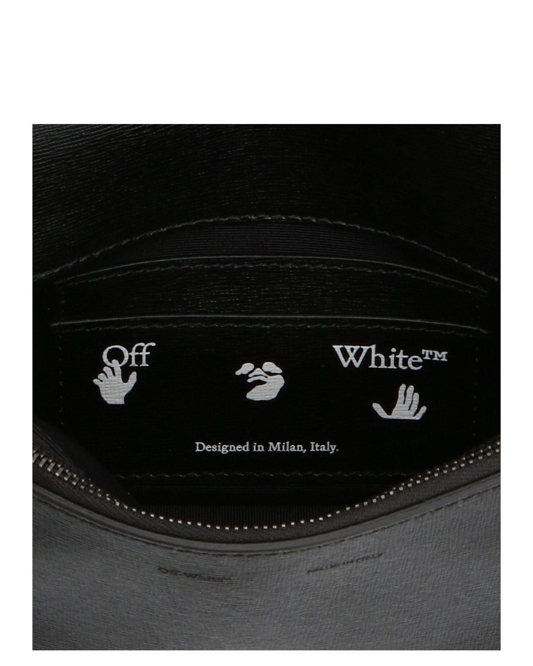OFF-WHITE Calfskin Diag Flap Bag Black White 1267802