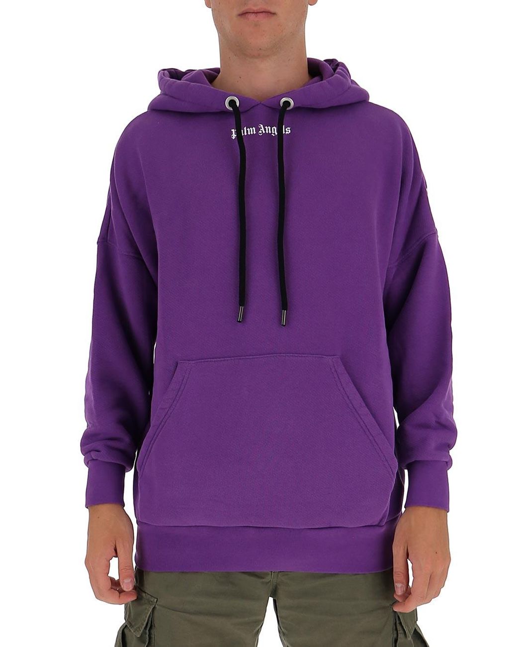 Palm Angels Cotton Logo Hoodie in Purple for Men - Lyst