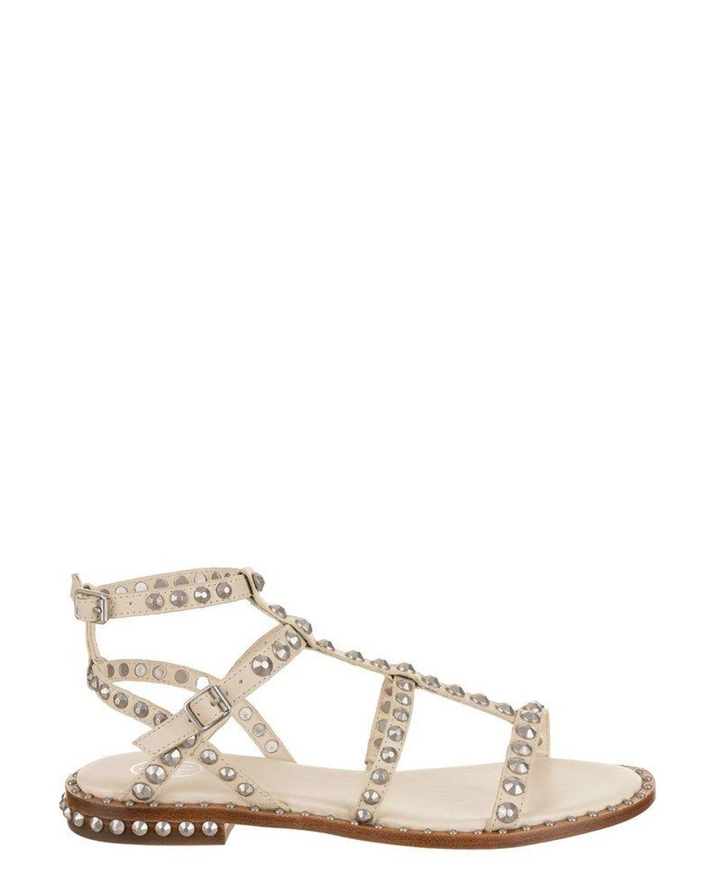 Ash Leather Precious Embellished Buckle Fastened Sandals in White | Lyst