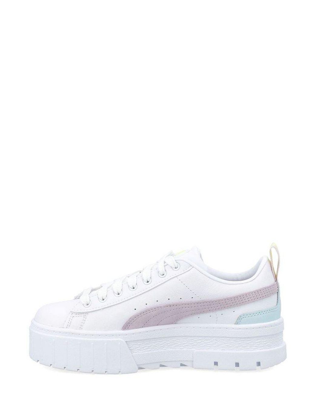PUMA Leather Mayze Chunky Sole Sneakers in White | Lyst Canada
