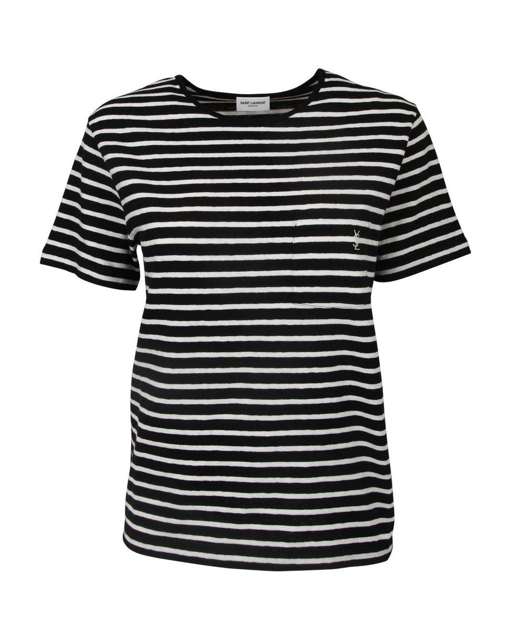 Saint Laurent Striped Monogram Cotton Jersey T-shirt in