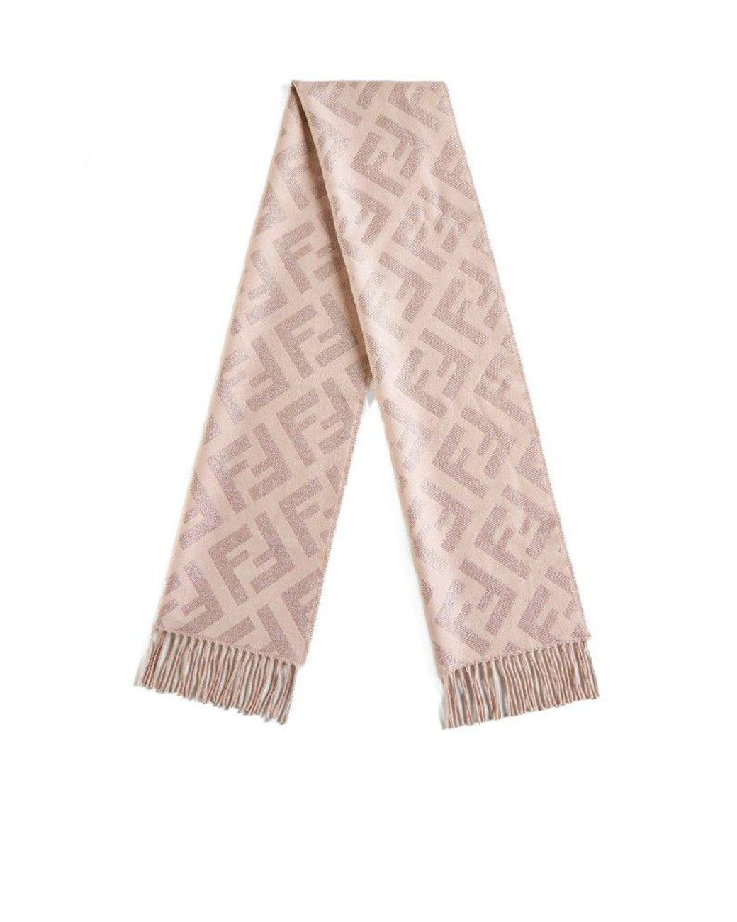 スカーフ Fendi Jacquard Motif Pink Scarf With Fringed Edges Fendi Ff Jacquard Fringed-Edge Scarf in Pink | Lyst