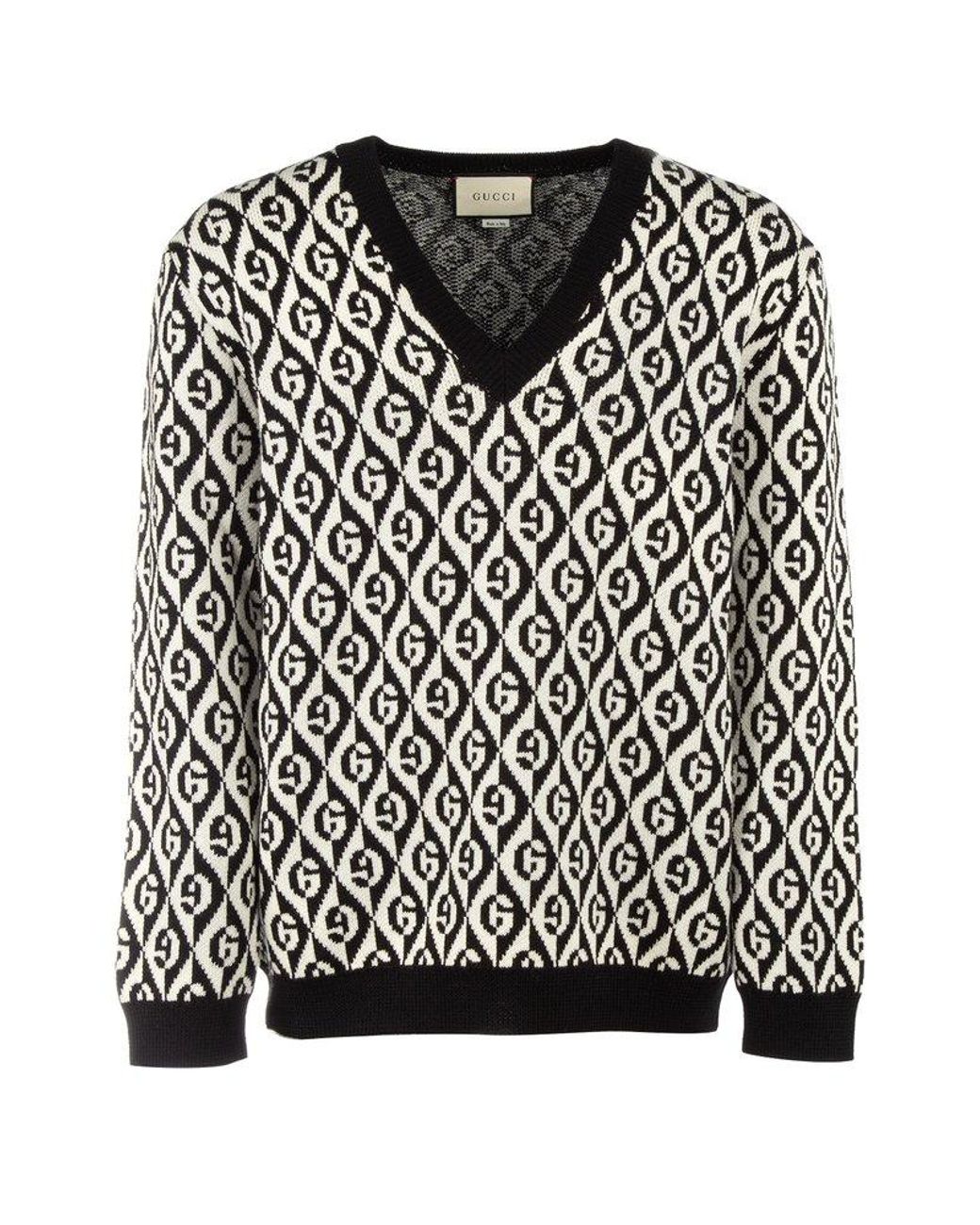 Gucci G Rhombus V-neck Sweater in Black for Men | Lyst