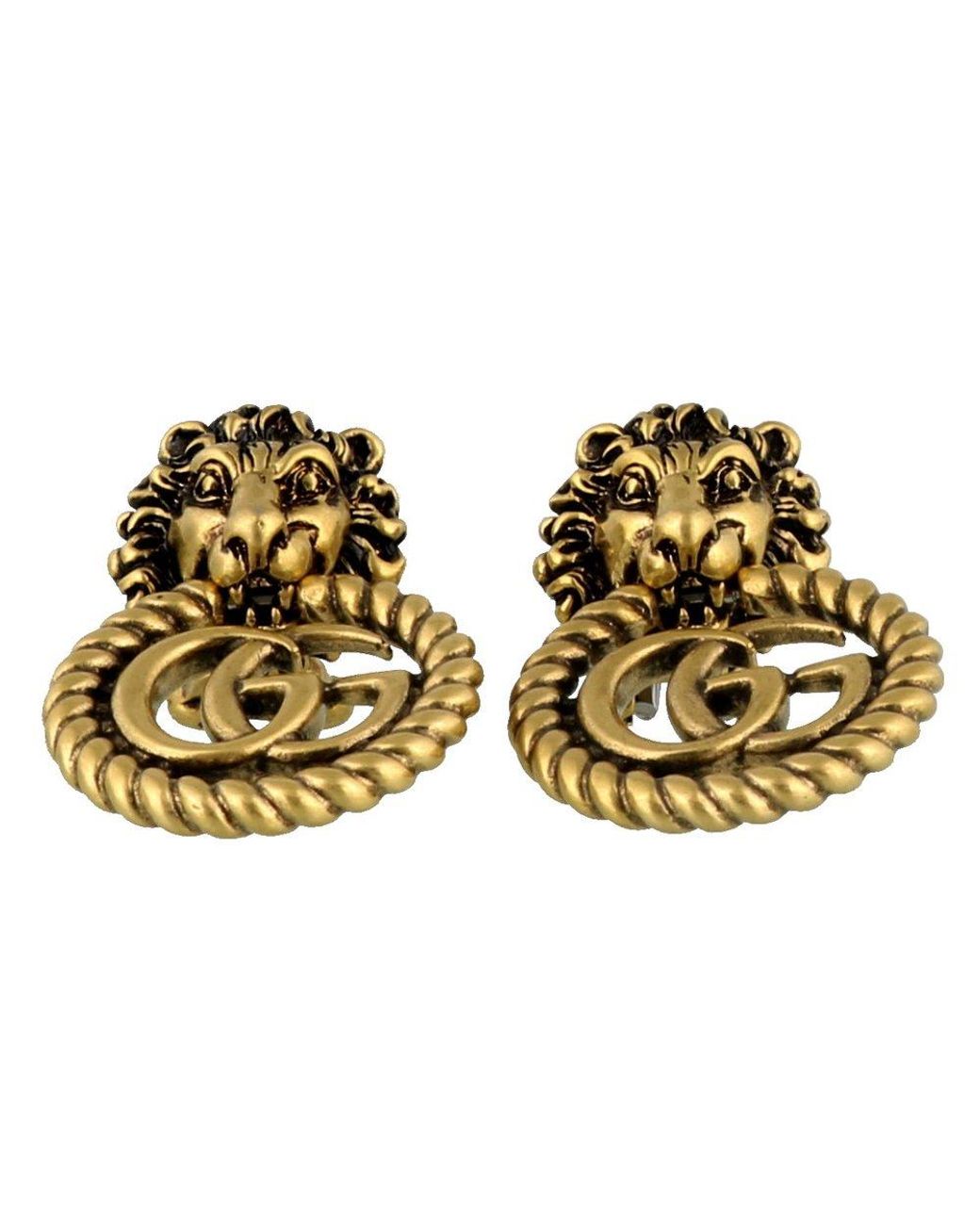 Gucci lion head earrings deals