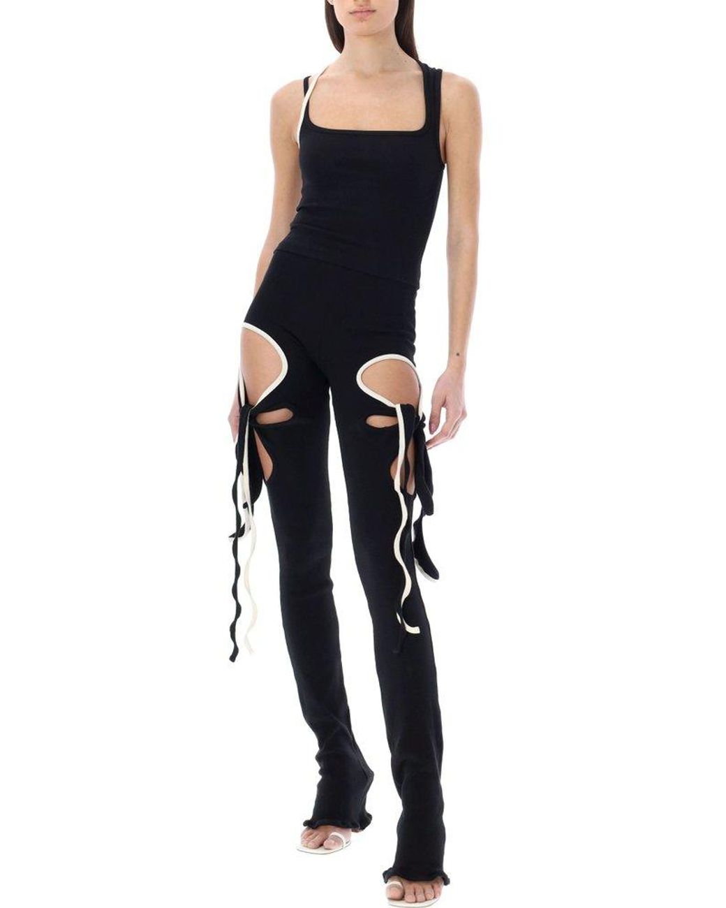 OTTOLINGER Cut-out Ribbed Wrap Design Leggings in Black