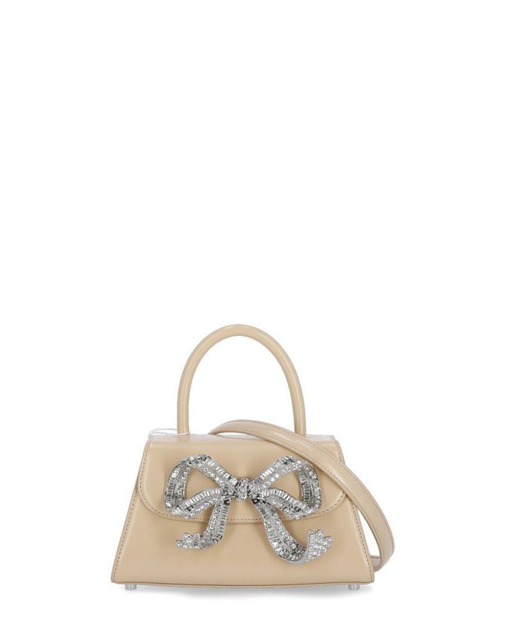 Self-Portrait Mini The Bow Top Handle Bag in Natural | Lyst