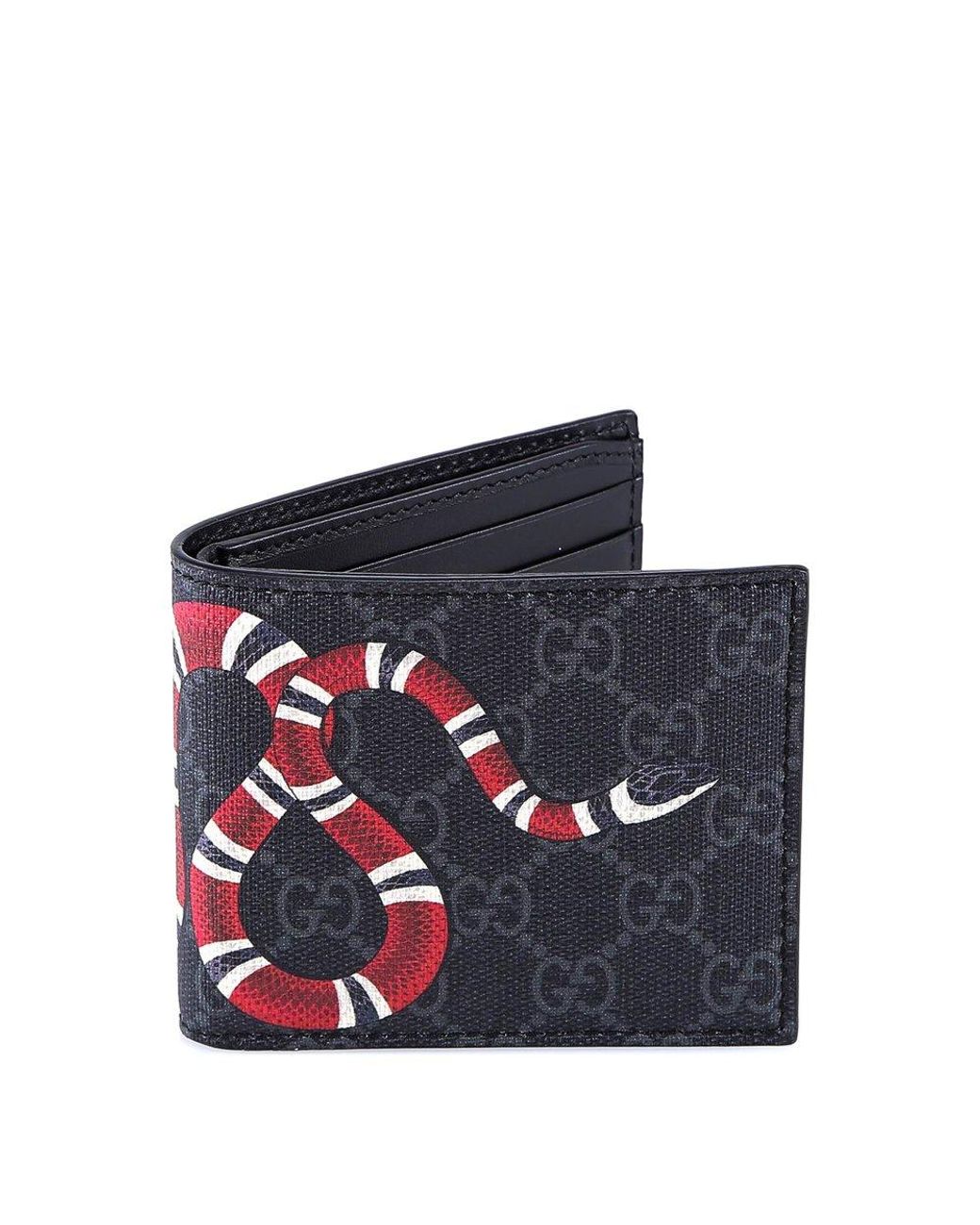 Gucci Kingsnake Print GG Supreme Wallet, Black, GG Canvas