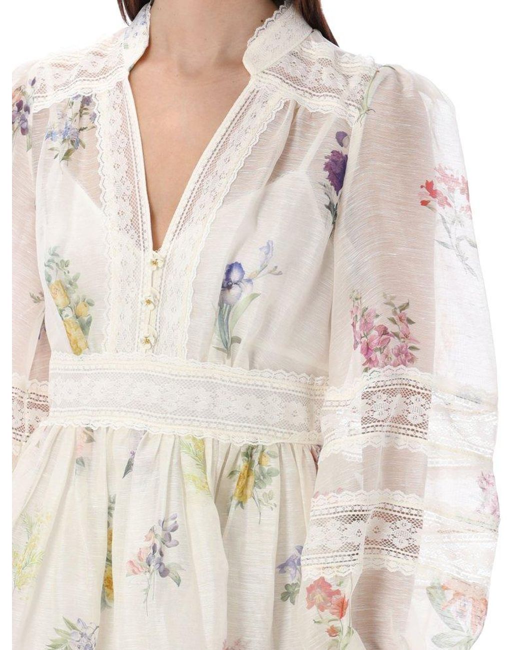 【Zimmermann】NATURA MINI DRESS Vネック フラワー ミニドレス NWOT $895 Zimmermann Natura V Neck Belted Floral Linen Mini