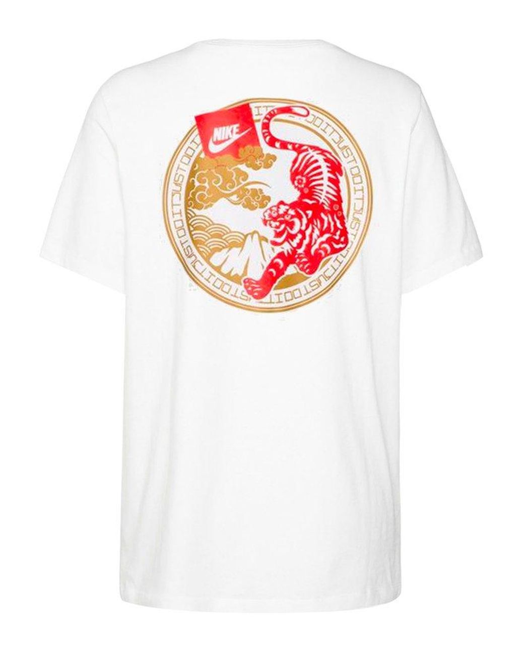 frisk værdig syg Nike Sportswear Tiger Logo Printed Crewneck T-shirt in White for Men | Lyst