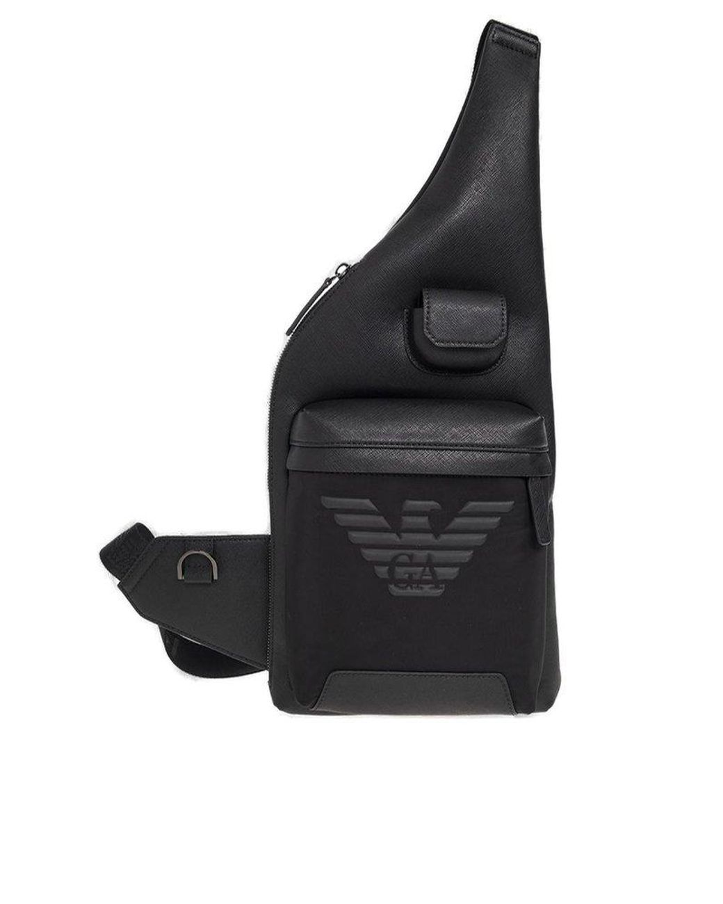 Emporio Armani Logo Detailed Shoulder Bag in Black for Men Lyst