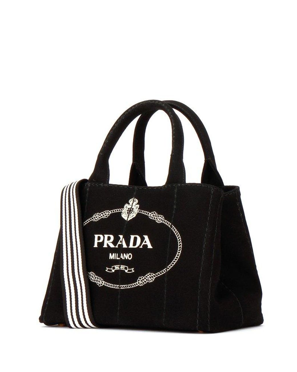 Prada Logo Printed Tote Bag in Black | Lyst
