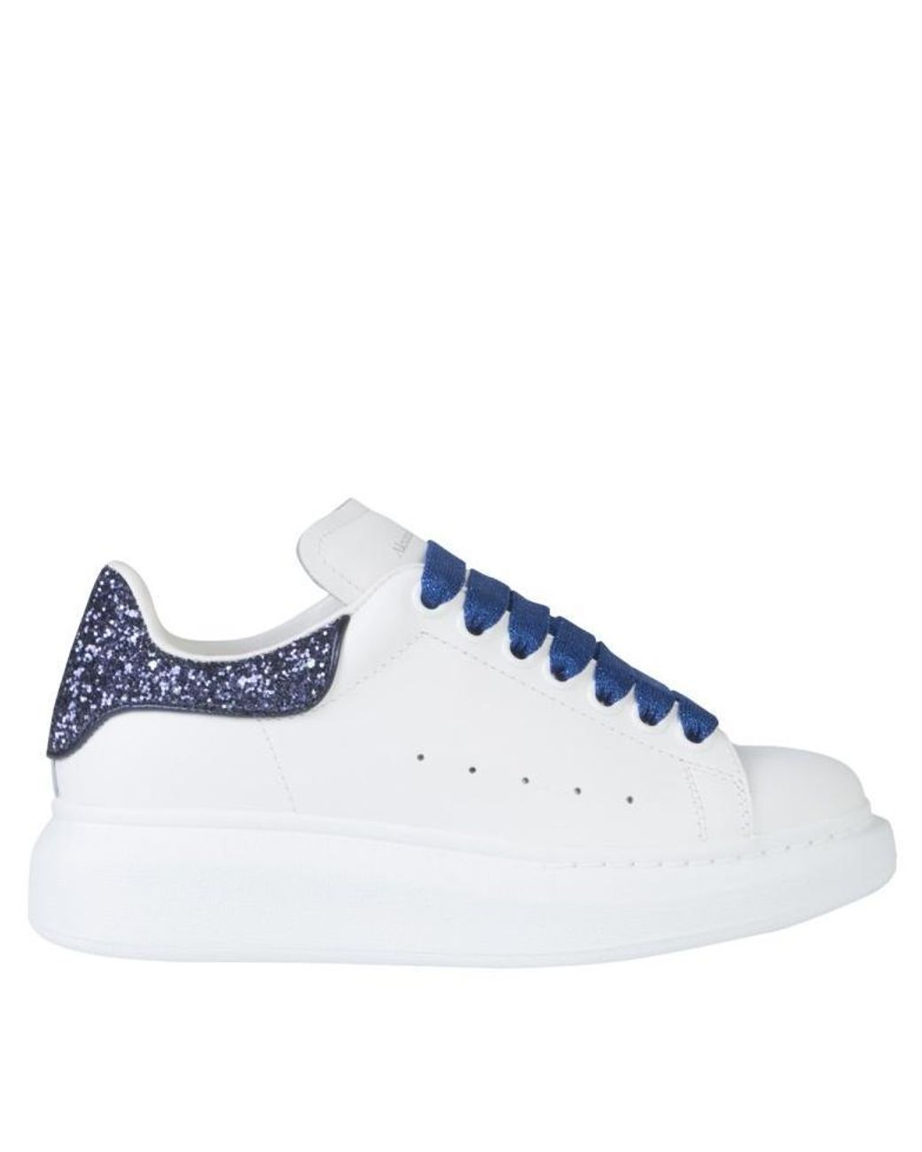 Alexander McQueen White And Navy Glitter Oversized Sneakers in Blue ...