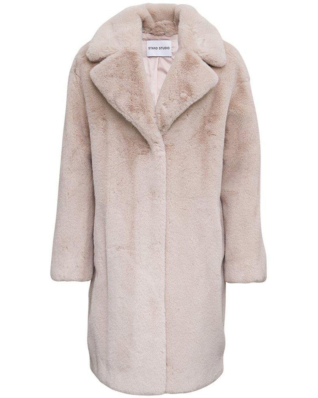Stand Studio Camille Cocoon Faux Fur Coat in Natural | Lyst