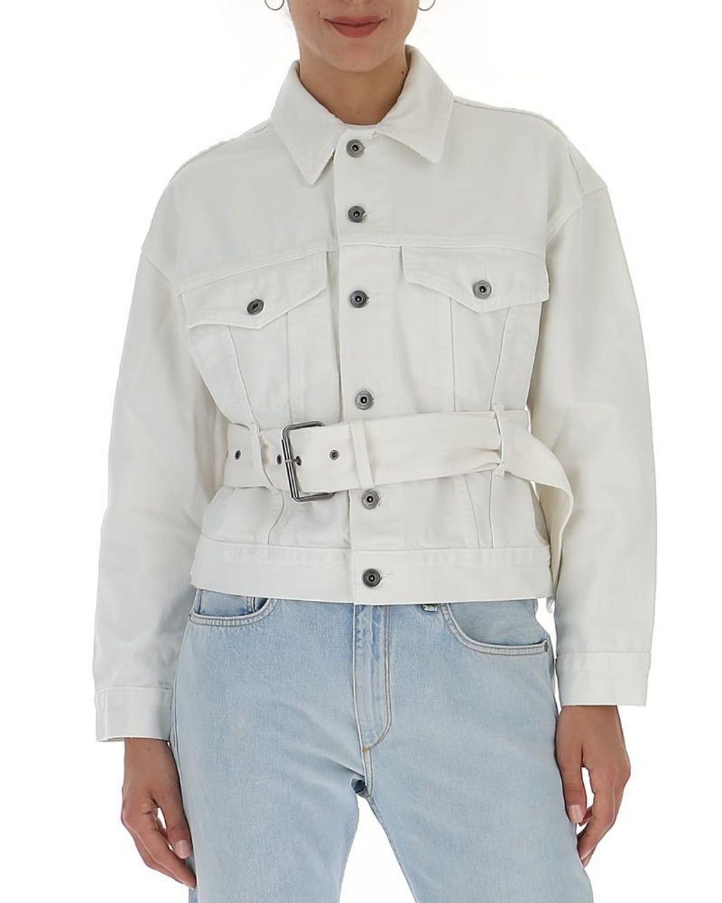 Proenza Schouler Pswl Belted Denim Jacket in White - Save 70% - Lyst