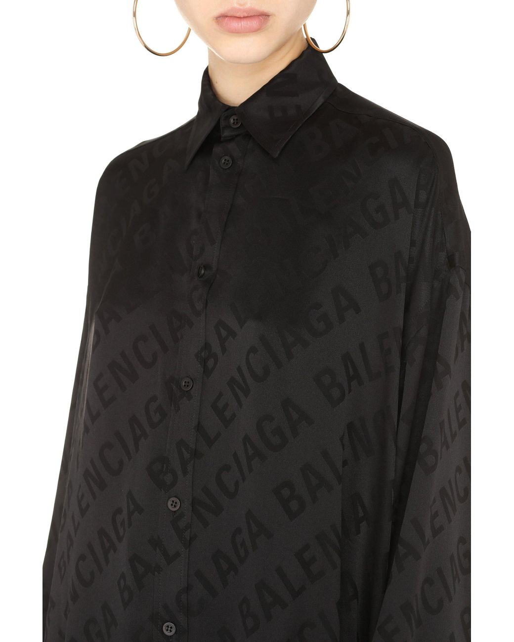 Balenciaga Silk Shirt with All Over Logo
