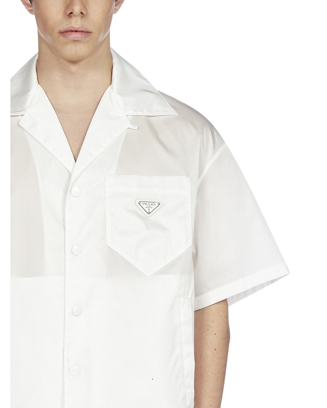 Prada Re-nylon Short-sleeve Shirt in White for Men | Lyst