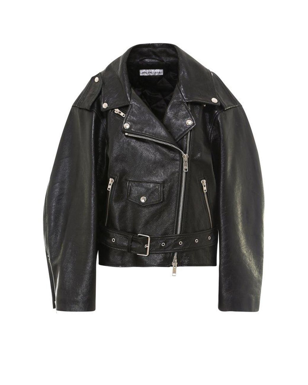 Balenciaga Oversized Leather Biker Jacket in Black Lyst