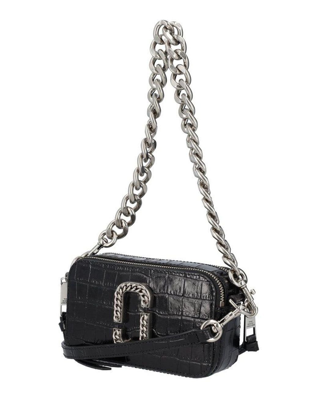 Marc Jacobs Snapshot Embossed Chain Link Shoulder Bag in Black