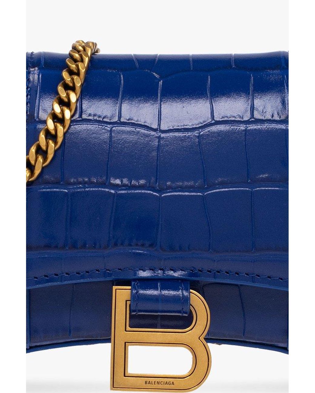 Balenciaga 'hourglass' Wallet On Chain in Blue | Lyst