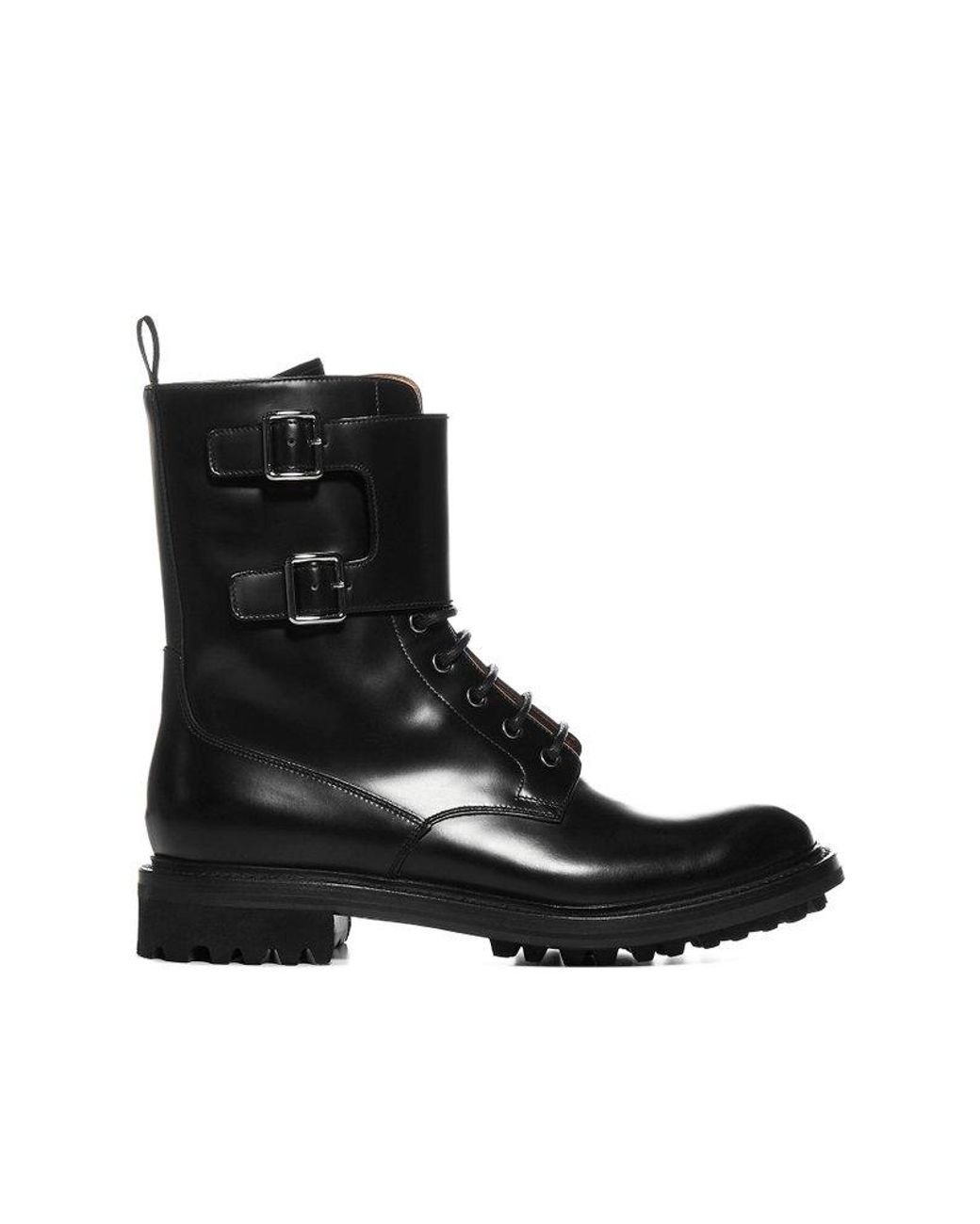 Church's Leather Carly Round Toe Combat Boots in Black | Lyst