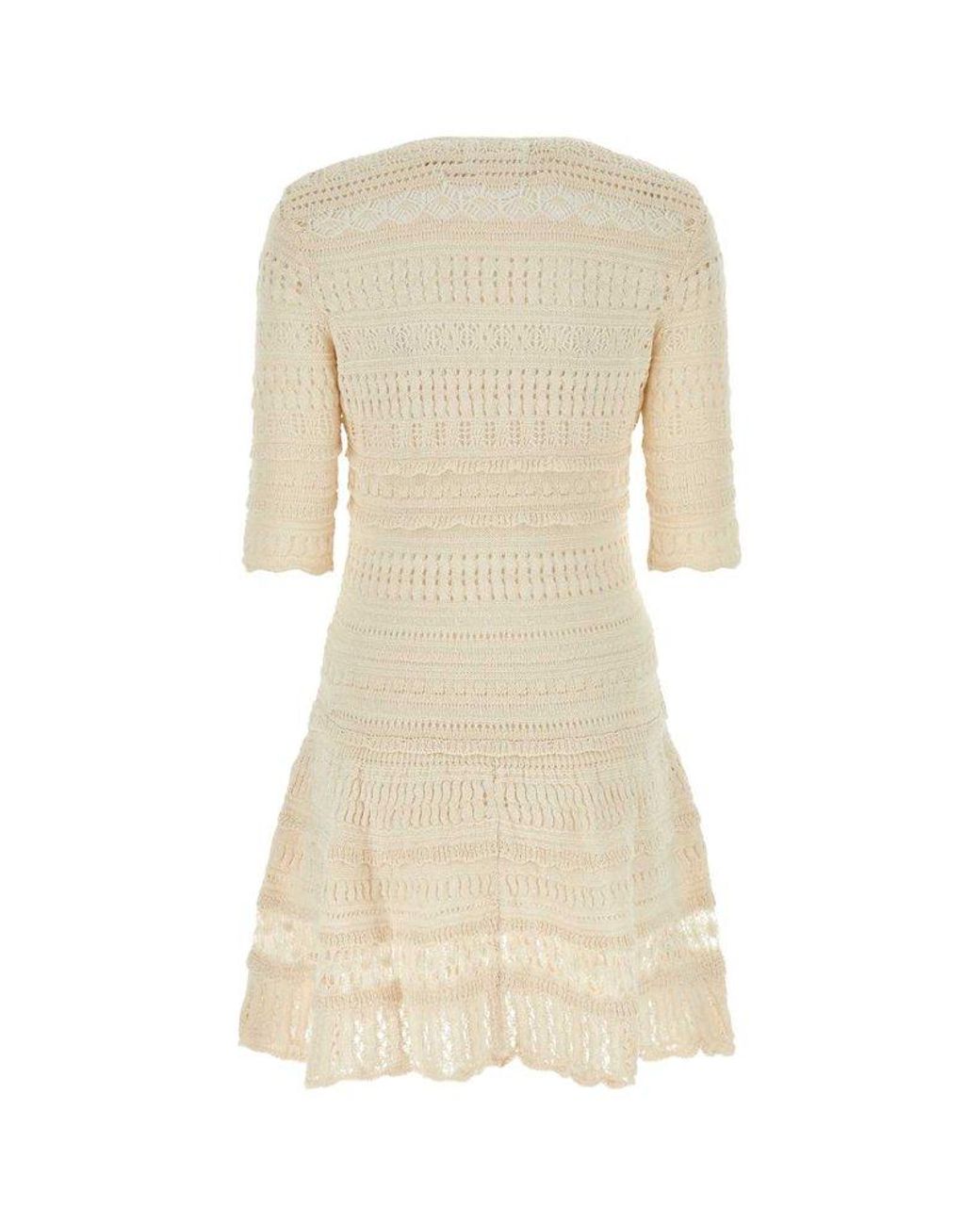 Étoile Isabel Knitted Flared Dress in Natural | Lyst