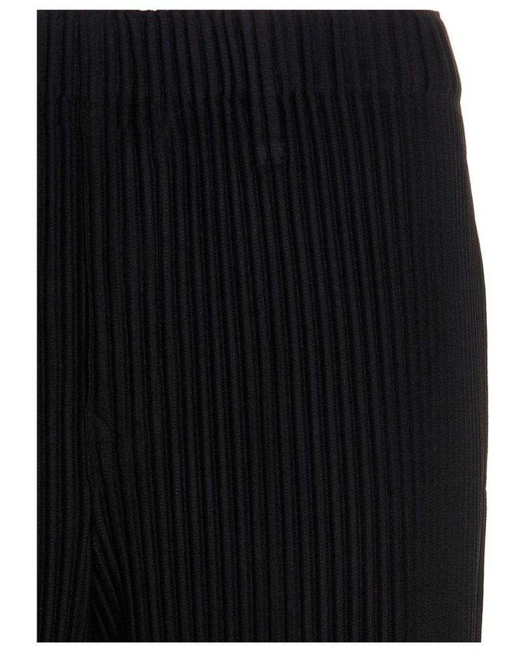 Homme Plissé Issey Miyake Slim Fit Pleated Trousers in Black for